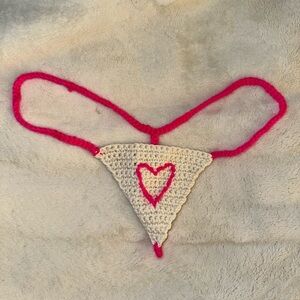 Handmade Crochet Heart Bikini Bottom/Thong